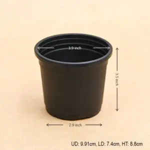 PLASTIC POT BLACK 10 INCH (PACK OF 6 PC)