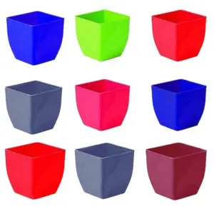 PLASTIC POT (COMBO) MULTICOLOR 9CM (PACK OF 9 PC)