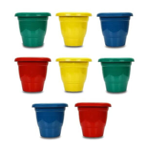 PLASTIC POT MULTICOLOR 10 INCH (PACK OF 8 PCS)