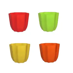 PLASTIC POT MULTICOLOR 4 INCH (PACK OF 4 PC)