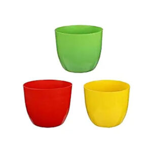 PLASTIC POT MULTICOLOR 7 INCH (PACK OF 3 PCS)