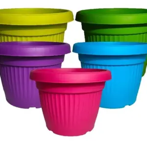 PLASTIC POT MULTICOLOR 9 INCH (PACK OF 5 PC)