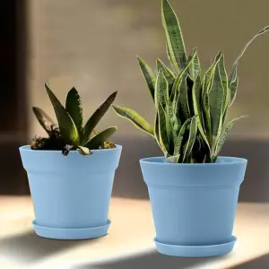 PLASTIC POT SKY BLUE 9 INCH (PACK OF 2 PC)
