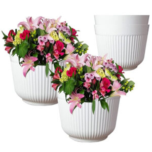 PLASTIC POT WHITE 12 INCH (PACK OF 4 PC)