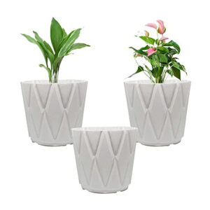 PLASTIC POT WHITE ROUND 12 INCH (PACK OF 3 PC)