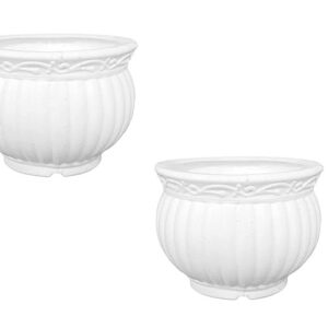 PLASTIC POT WHITE ROUND 8 INCH (PACK OF 2 PC)