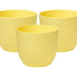 PLASTIC POT YELLOW 15 CM (PACK OF 3 PC )