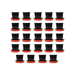PLASTIC POTS WITH BOTTOM TRAY -6 INCH BLACK (PACK OF 24PCS)